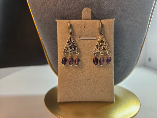 Amethyst and silver earrings, hand made
