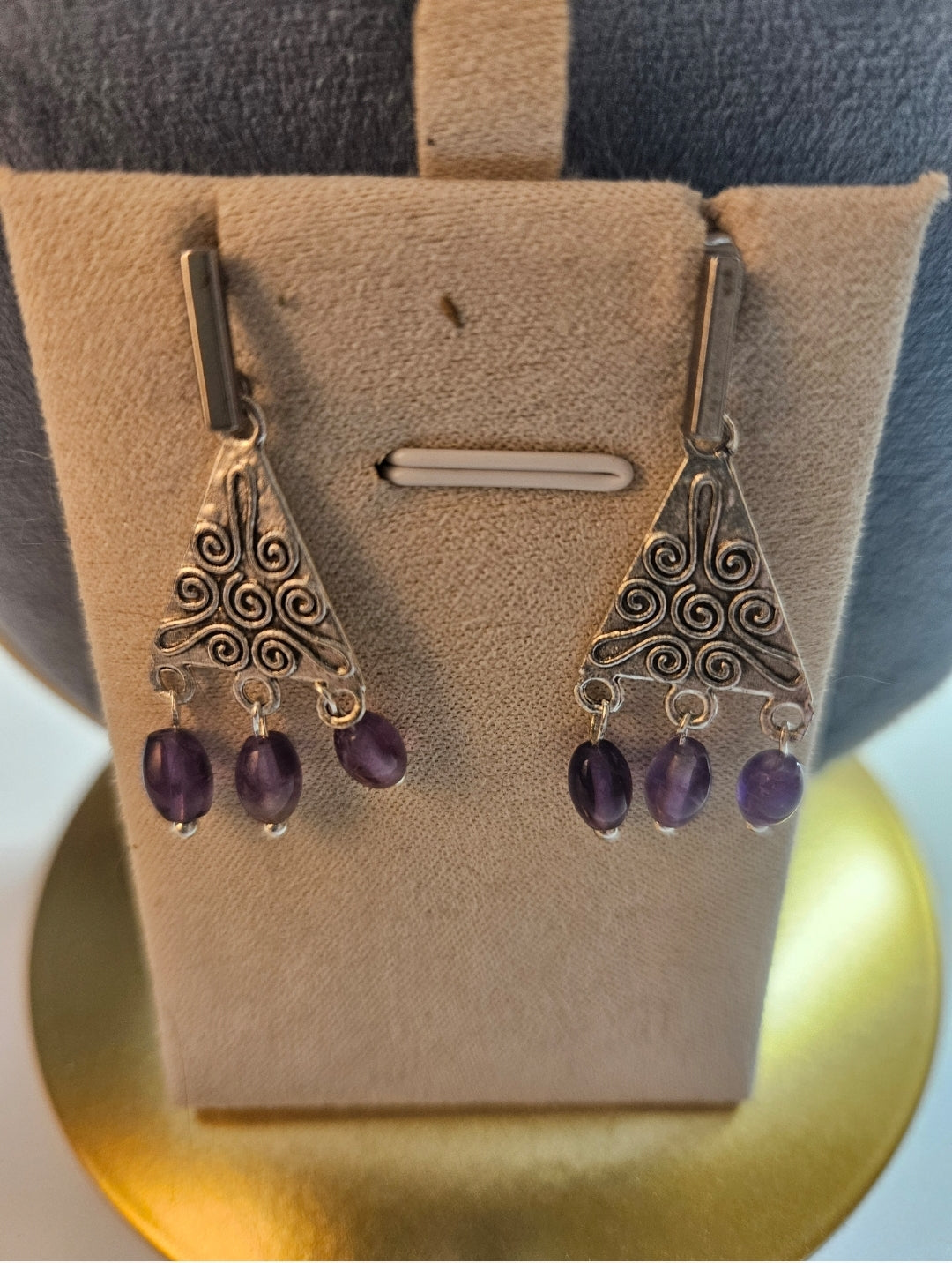 Amethyst and silver earrings, hand made